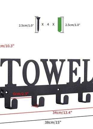 Over The Door Hooks - Towel Holder for Bathroom, Bedroom, Kitchen & Pool - Sandblasted Black Metal Wall Mount