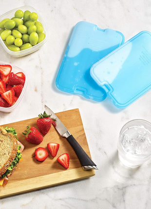 Cool Coolers by Fit & Fresh 4 Pack XL Slim Ice Packs, Quick Freeze Space Saving Reusable Ice Packs for Lunch Boxes or Coolers
