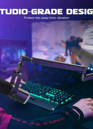FIFINE Microphone Boom Arm, Low Profile Adjustable Stick Microphone Arm Stand with Desk Mount Clamp, Screw Adapter, Cable Management, for Podcast Streaming Gaming Studio-BM88