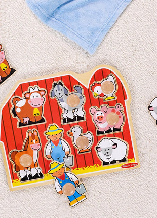 Melissa & Doug Farm Animals Jumbo Knob Wooden Peg Puzzle