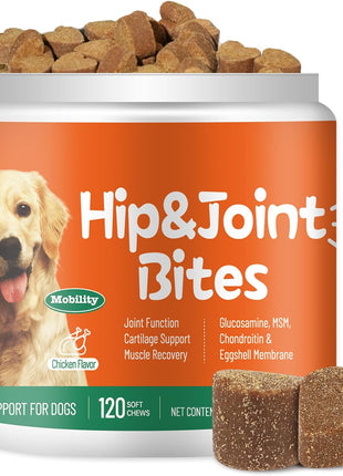 11-in-1 Dog Multivitamin Supplement with Glucosamine - 120 Soft Chews - Hip & Joint, Pet Immune Support, Heart, Skin & Coat, Digestion - Senior & Puppy Multivitamin for Dogs