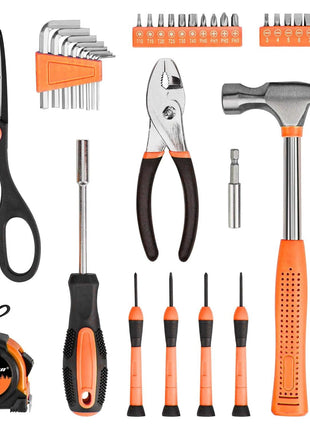 CARTMAN 39 Piece Tool Set General Household Hand Kit with Plastic Toolbox Storage Case Orange