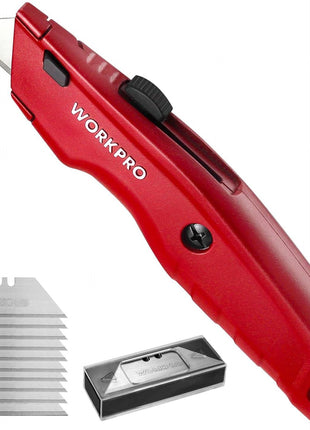 WORKPRO Premium Utility Knife, Retractable All Metal Heavy Duty Box Cutter, Quick Change Blade Razor Knife, with 10 Extra Blades