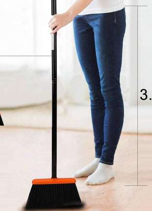 TreeLen Broom and Dustpan Set with 52 inch Long Handle for Home Kitchen Room Office Lobby Floor Use Upright Stand Up Stand Up Broom with Dustpan Combo