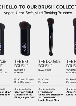 Saie Glow & Blend Duo - Slip Tint Tinted Moisturizer SPF 35 Shade Four (1.35 oz), The Big Liquid Foundation Brush (1 Count), Hydrating Glow & Seamless Blending