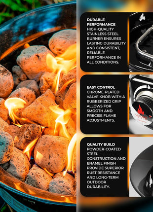 Outland Living Portable Propane Fire Pit, 19-inch, 58,000 BTU with Fire Pit Cover & Carry Kit, Smokeless Gas Firebowl | Perfect for Camping, Patio, Backyard, Tailgating, Deck, RV| Black 893 Deluxe