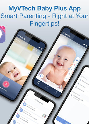 VTech Smart WiFi Baby Monitor, 2 Cameras – See Both Rooms at Home or from Anywhere, Free App, 1080p Split Screen, 5inch HD Screen, Pan-Tilt-Zoom, Night Vision | VM901-2