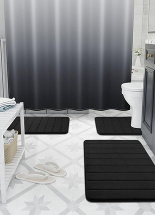 Buganda Memory Foam Bath Mat, 24 inch x 16 inch, Ultra Soft and Non Slip Bathroom Rugs, Water Absorbent and Machine Washable Bath Rug for Bathroom, Shower, and Tub, Black