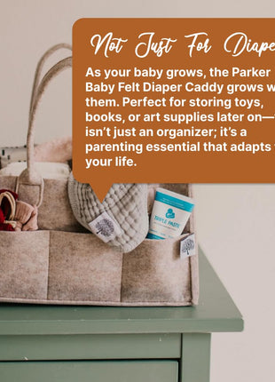 Parker Baby Diaper Caddy - Nursery Storage Bin and Car Organizer for Diapers and Baby Wipes - Oatmeal, Regular