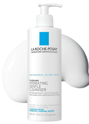 La Roche-Posay Toleriane Hydrating Gentle Facial Cleanser, 13.52oz | Face cleanser with niacinamide & ceramides, safe for sensitive skin. Daily face wash for normal to dry skin, fragrance free.