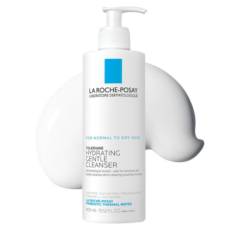 La Roche-Posay Toleriane Hydrating Gentle Facial Cleanser, 13.52oz | Face cleanser with niacinamide & ceramides, safe for sensitive skin. Daily face wash for normal to dry skin, fragrance free.