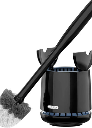 MR.SIGA Toilet Bowl Brush and Holder, Premium Quality, with Solid Handle and Durable Bristles for Bathroom Cleaning, White, 1 Pack