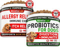 Allergy Relief + Probiotics Dogs Bundle - Itchy Skin Treatment + Digestive Enzymes - Omega 3 & Pumpkin + Prebiotics - Dogs Itching & Licking Treats + Improve Digestion - 360 Chews - Made in USA