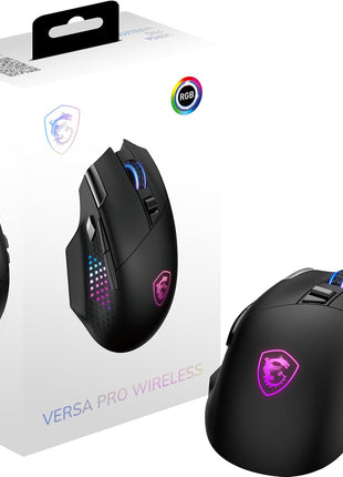msi Versa PRO W Gaming Mouse, 26000 DPI, 70M+ Clicks, OMRON Optical Micro Switch, Optical Sensor, Ergonomic Ambitextrous Hand Design, RGB Light