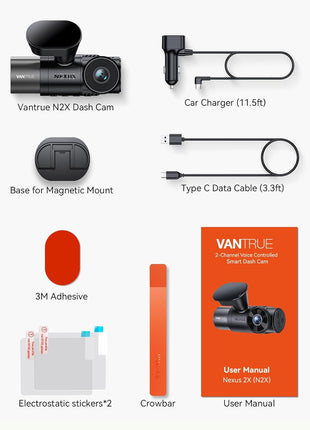 Vantrue N2X 2.7K Dash Cam Front and Inside, 5G WiFi Dual Dash Camera for Car with HDR IR Night Vision, STARVIS 2, GPS, 2.5K/60FPS, G-Sensor, 24/7 Parking Mode, Voice Control, Support 512GB Max