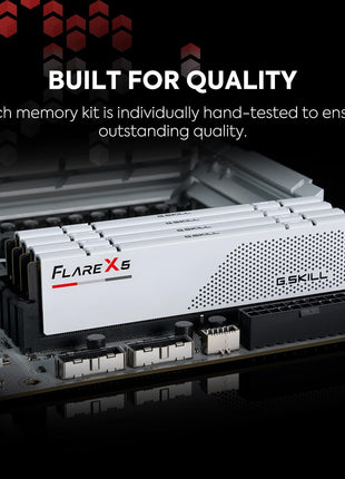 G.SKILL Flare X5 Series DDR5 RAM (AMD EXPO & Intel XMP 3.0) 64GB (2x32GB) 6000MT/s CL36-36-36-96 1.35V Desktop Computer Memory U-DIMM - Matte White (F5-6000J3636F32GX2-FX5W)