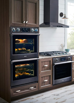SAMSUNG 30" Smart Double Wall Oven w/Flex Duo, Steam Cook, Wi-Fi, Large Oven Capacity, NV51K7770DG/AA, Fingerprint Resistant Stainless Steel, Black