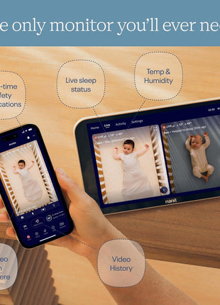 Nanit Smart Baby Monitor System with Wall Mount & 8inch Display Screen - Crystal-Clear Video, Real-Time Notifications, Sleep Insights - Baby Must Have for Parents