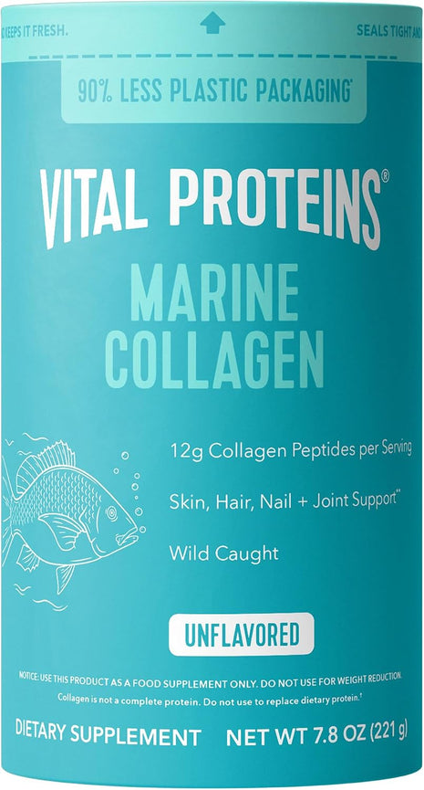 Vital Proteins Marine Collagen Peptides Powder Supplement, 7.8oz | Marine Collagen Peptides, Supports Hair Skin Nails & Joints, Hydrolyzed Collagen, 12g Per Serving