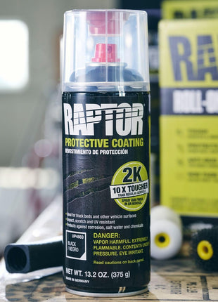 U-POL Raptor 2K Bedliner Aerosol, Protective Coating, Spray-On Truck Bed Liner, Impact, Scratch & UV Resistant, Black, 13.2 OZ