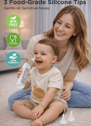 Koalababy Baby Nasal Aspirator, Large Flow Electric Nose Sucker with 3 Suction Levels, Rechargeable Toddler Nose Cleaner, Soft Silicone Tips, Music and Light Soothing