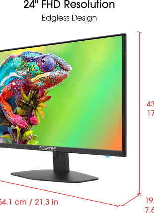 Sceptre New 24-inch Gaming Monitor 100Hz 1ms DisplayPort HDMI x2 100% sRGB AMD FreeSync Build-in Speakers, Eye Care Frameless Machine Black 2025 (E248W-FW100T)