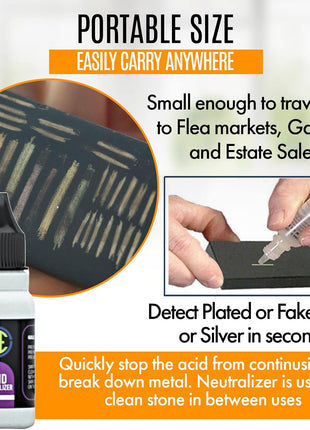 Gold/Silver Test Acid Tester Kit 10k 14k .999 .925 Sterling Testing Stone Detect Precious Metals Oro