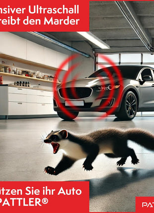 PATTLER® Marten Repellent for Car Engines - Ultrasonic Marten Repeller Under Hood for Immediate and Long-Term Protection Against Martens. Marten Deterrent for Cars Powered by 12V Car Battery - 1 Unit