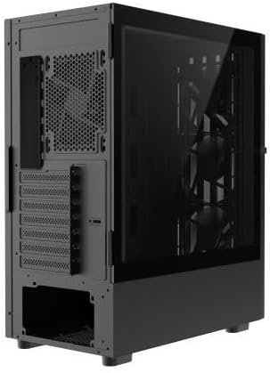 DIYPC DIY-G18-WD Black USB3.0 /Type C ATX Mid Tower Gaming Computer Case w/Tempered Glass Side Panel and Walnut Wood Front Panel