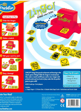 ThinkFun Zingo Bingo Award Winning Preschool Game for Pre-Readers and Early Readers Age 4 and Up - One of the Most Popular Board Games for Boys and Girls and their Parents (97700)