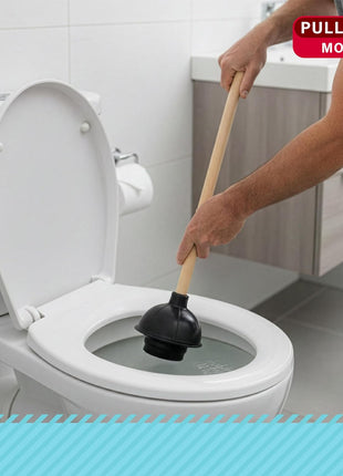 SteadMax Heavy Duty Toilet Plunger, Commercial Grade Double Thrust Force Rubber Cup with Wood Handle (22 inch)