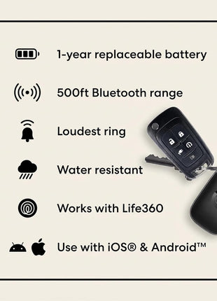 Life360 Tile Pro - Powerful Bluetooth Tracker, Key Finder and Item Locator for Keys, Bags and More. Both iOS and Android Compatible. Phone Finder. 1-Pack (Black)