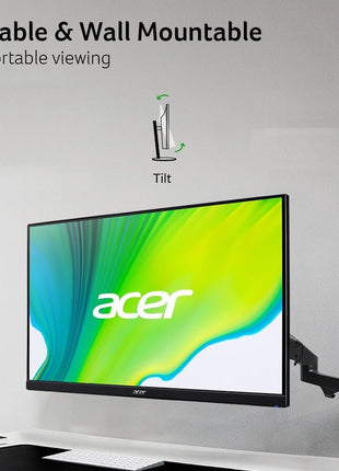 acer KB242Y - 23.8 Inch IPS Zero-Frame Full HD (1920 x 1080) Monitor | Tilt | Up to 120Hz Refresh | 1ms (VRB) | sRGB 99% | HDMI & VGA Ports | Adaptive-Sync Support (FreeSync Compatible)