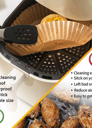 Air Fryer Paper Liners, 125PCS Non stick Disposable Liners, Baking Paper for Air Fryer Oil proof, Water proof, Food Grade Parchment for Baking Roasting Microwave (8inch Square)
