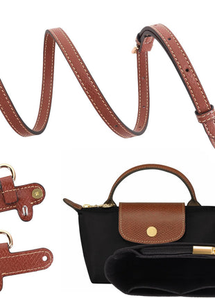 2Sets Shoulder Strap for Longchamp Bag Women, Purse Organizer, No-Punch Length Adjustable Leather Replacement Strap