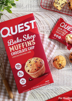 Quest Nutrition Chocolate Chip Muffin, 10g Protein, 2g Net Carb, 8 Count | Less Than 1g Sugar, 10g Fiber, Protein Snack, High Quality Protein, 8ct Box of Individually Wrapped 2.01oz Muffins