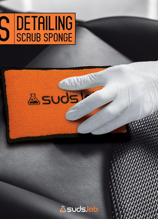 Suds Lab DS Microfiber Detailing Scrub Pad 2 Pack - Car Interior Cleaning & Detailing Microfiber Scrub Pads - Safe On Leather, Vinyl, Plastic, Etc.