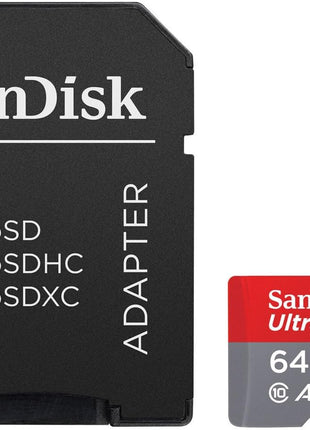 SANDISK 64GB Ultra MICROSDXC Class 10 / U1 / A1 Flash Memory Card with Adapter