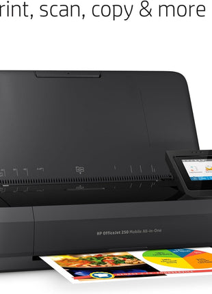 HP OfficeJet 250 Wireless Mobile Printer, Scanner, Copier - Black, Battery Included (CZ992A)