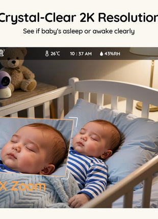 BOIFUN Wi-Fi Baby Monitor with Camera and Audio, Smartphone Compatible APP, 2K HD Night Vision with 5inch Display, Auto Motion Tracking & Cry Detection, 2-Way Talk, Temp Sensor, Safe Encrypted