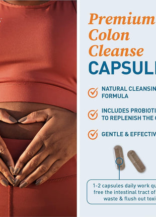 Dr. Tobias Colon 14 Day Cleanse, Advanced Gut Cleanse Detox for Women & Men with Cascara Sagrada, Psyllium Husk, Senna Leaf & Probiotics, Non GMO Colon Cleanse, 28 Capsules 1 2 Daily