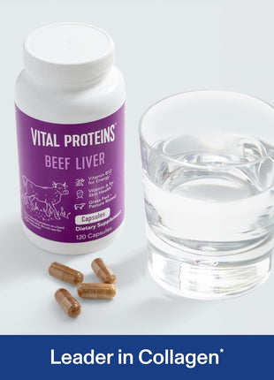 Vital Proteins Grass Fed Beef Liver, 120 Capsules | Grass-Fed Beef Liver, Supports Daily Nutrition, Desiccated Liver Supplement, 30 Servings