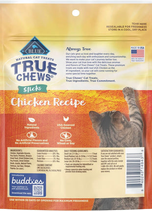 Blue Buffalo True Chews Sticks Natural Cat Treats, Chicken Recipe, Meaty & Savory Treats Made in The USA, 3-oz. Bag (Pack of 2)