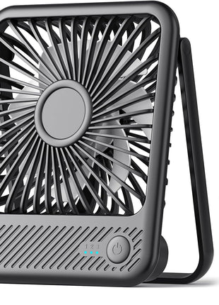Koonie USB Desk Fan, Strong Wind Ultra Quiet Small Mini Fan | 180° Tilt Folding & 3 Speeds Adjustable, USB-C Corded Powered Personal Fan for Office Desktop Bedroom, Black, NO BATTERY