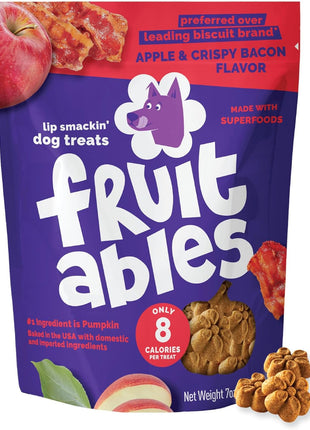 Fruitables Baked Dog Treats, Healthy Pumpkin Treat for Dogs, Low Calorie & Delicious, No Wheat, Corn or Soy, Made in the USA, Pumpkin and Banana Flavor, 7oz