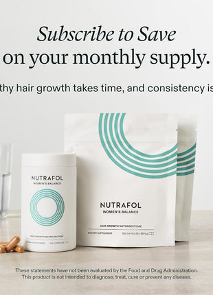 Nutrafol Women's Balance Hair Growth Supplements, Ages 45 and Up, Clinically Proven for Visibly Thicker Hair and Scalp Coverage, Dermatologist Recommended - 1 Month Supply