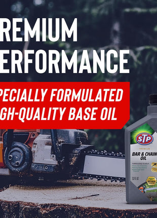 STP Premium Bar and Chain Oil, Tools and Chainsaw Oil Treatment Reduces Bar and Chain Wear, 32 Oz