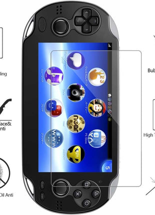 2 Front+2 Back Covers Screen Protectors Compatible with Sony PlayStation Vita 1000, (4-Pack) 9H Tempered Glass Front Screen Protector and HD Clear PET Back Screen Protective Film