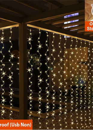 ZSJWL 300 LED Curtain Fairy Lights with Remote, 9.8 × 9.8 Ft, USB Plug in | 8 Modes, Waterproof, Twinkle Silver Wire, String Lights for Bedroom, Windows, Christmas, Wedding and Party Decor, Warm White