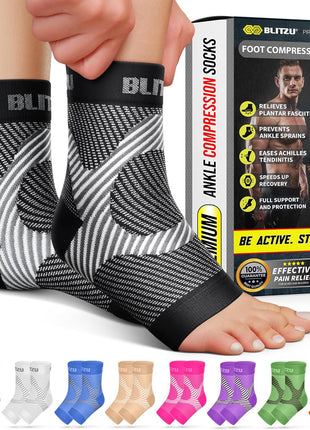 Compression Socks for Plantar Fasciitis, Achilles Tendonitis, Arthritis Relief, Ankle Brace Compression Sleeve with Foot Arch Support, Ankle Wrap for Women, Men, Swelling & Heel Pain Black L xL